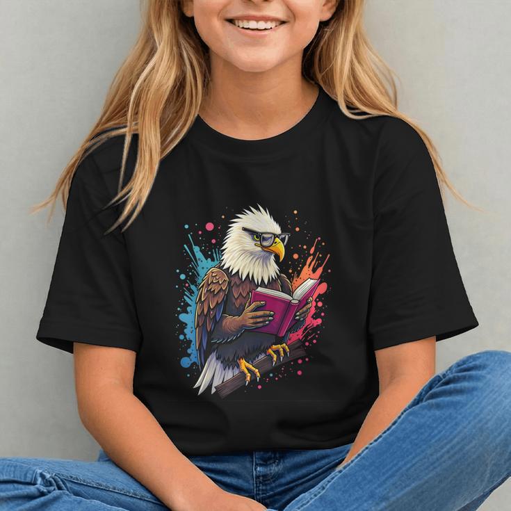 Kawaii Eagle Reads Book Reading Library Book Bookworm Graphic Youth
