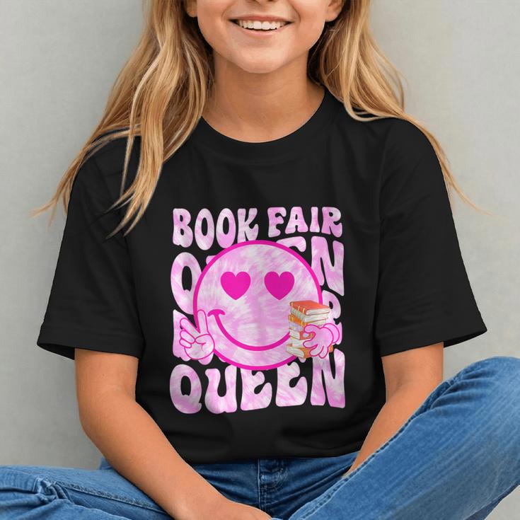 Library Book Fair Queen Vibe Groovy Tie Dye School Reading Graphic Youth