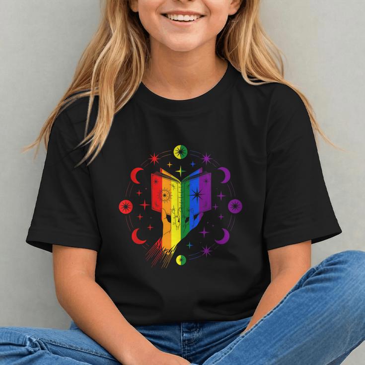Rainbow Book With Stars And Moon Phases Gay Pride LGBT Graphic Youth
