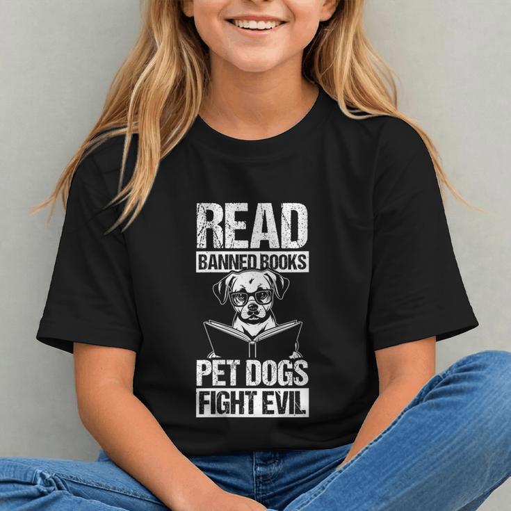 Read Banned Books PET DOGS FIGHT EVIL Read Banned Books Dog Graphic Youth