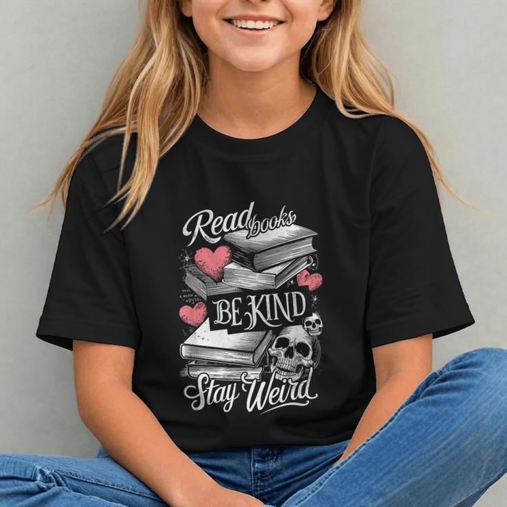 Read Books Be Kind Stay Weird Skeleton Heart Reading Alt Graphic Youth
