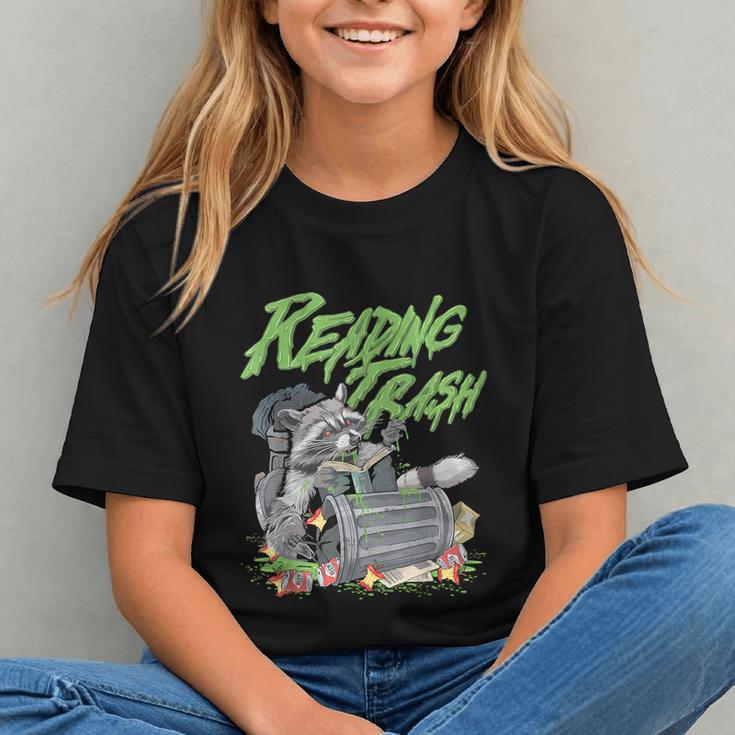Reading Trash Racoon Bookworm Bookish Librarian Book Lover Graphic Youth