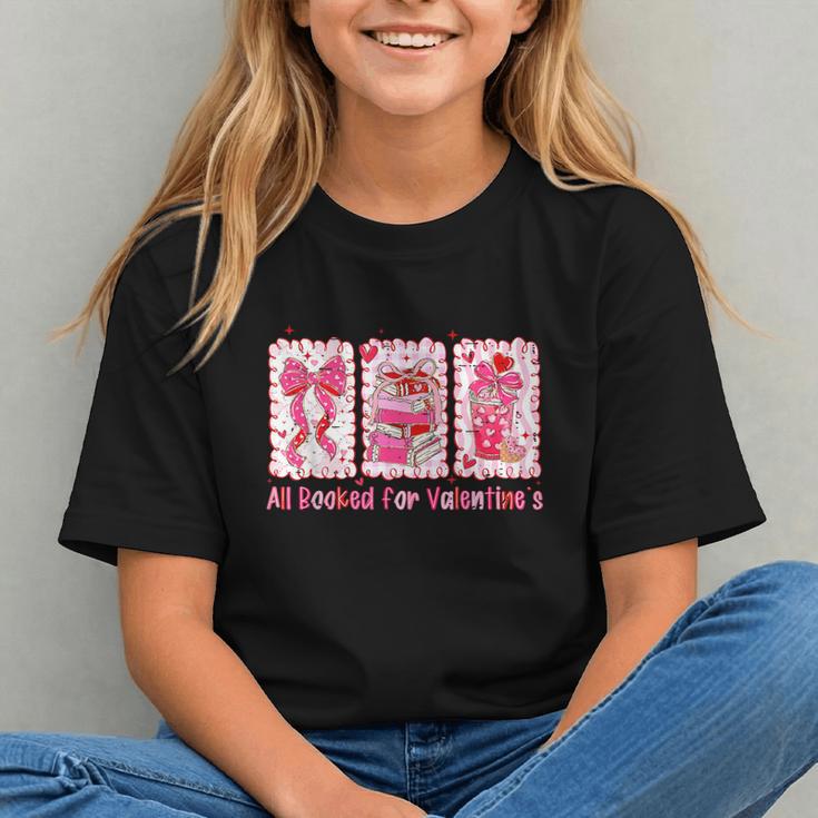 Retro Coquette Bow All Booked For Valentines Book Lover Cute Graphic Youth