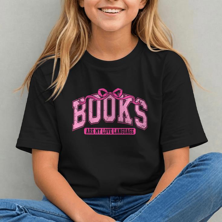 Retro Pink Coquette Bow Valentine Book Lover Varsity Graphic Youth