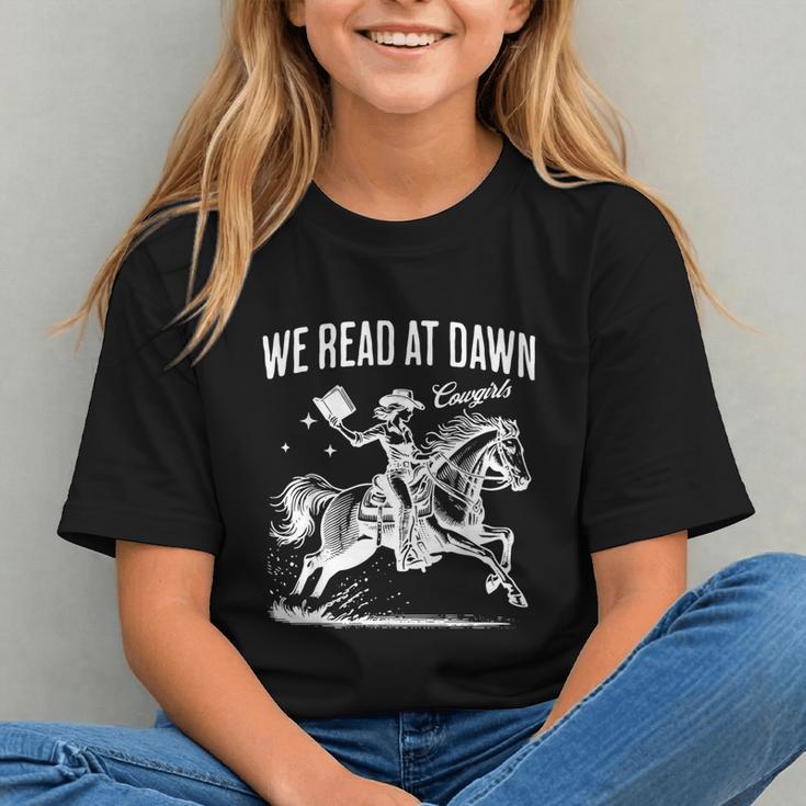 Retro We Read At Dawn Cowgirl Western Librarian Book Lover Graphic Youth