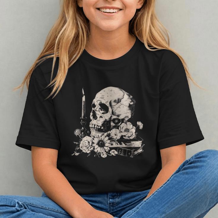 Skull Books Flowers Goth Reader Grunge Dark Alt Aesthetic Graphic Youth