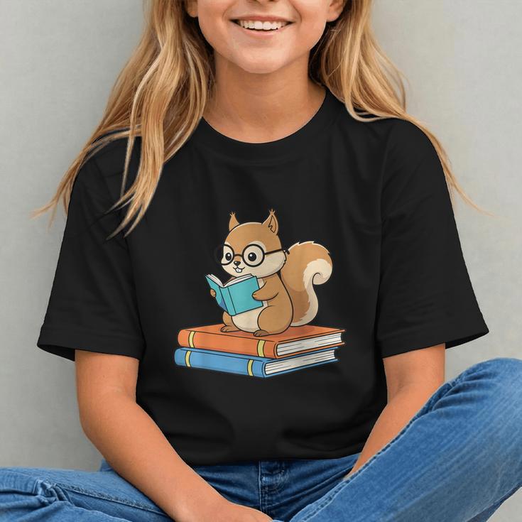 Squirrel Reading Book Glasses Bookworm Librarian Graphic Youth