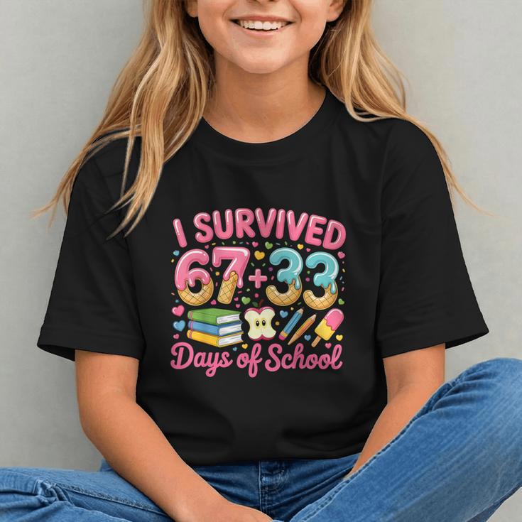 Survived 67 Days Of School Ice Cream Drip Apple Pencil Book Graphic Youth