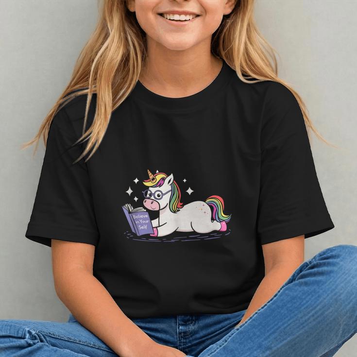 Unicorn Bookworm Believe In Yourself Cute And Inspirational Graphic Youth