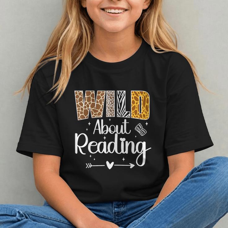 Wild About Reading Book Lover Bookworm Library Day Graphic Youth