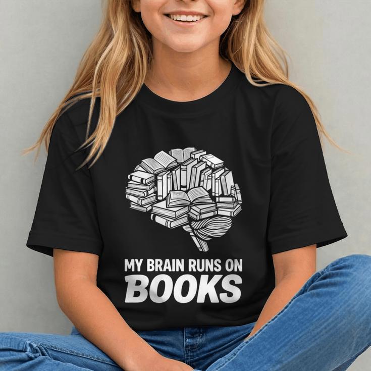 Women's My Brain Runs On Books Reading Bookworm Men Women Graphic Youth