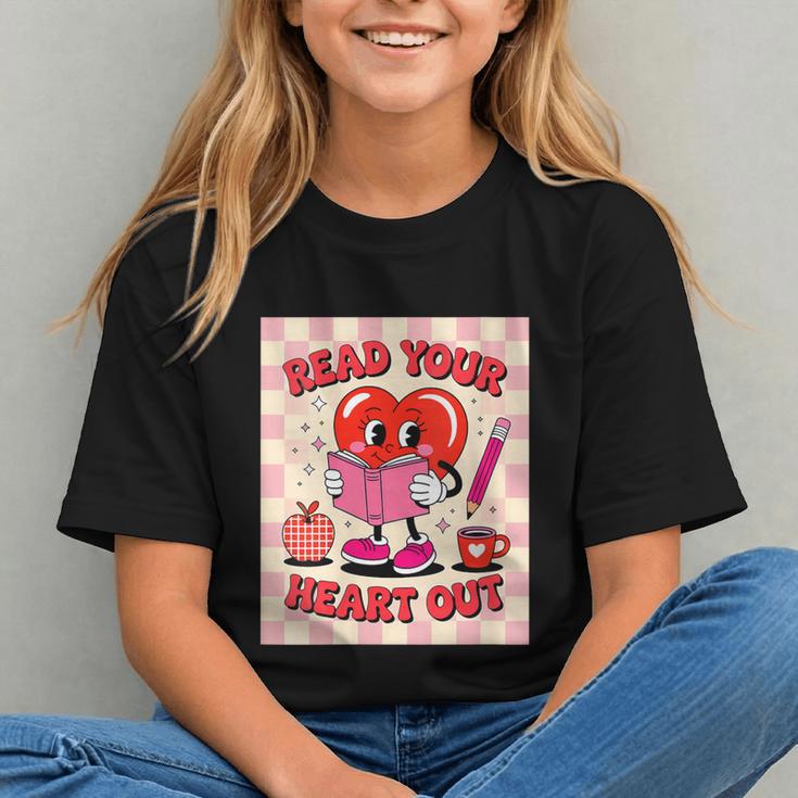Women's Read Your Heart Out Groovy Bookish Valentine Day Women Girls Graphic Youth