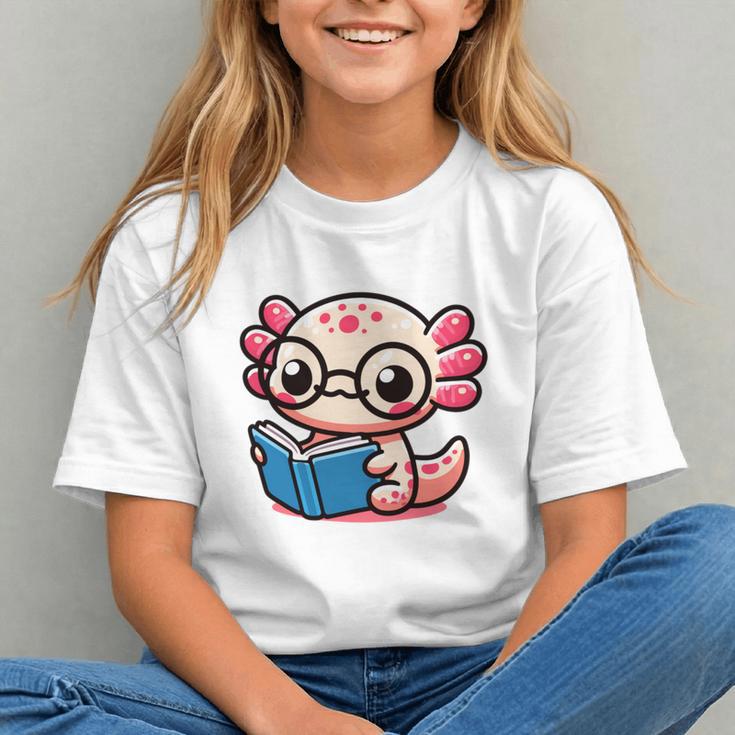 Adorable Book Lover Axolotl With Reading Glasses Cute Graphic Youth