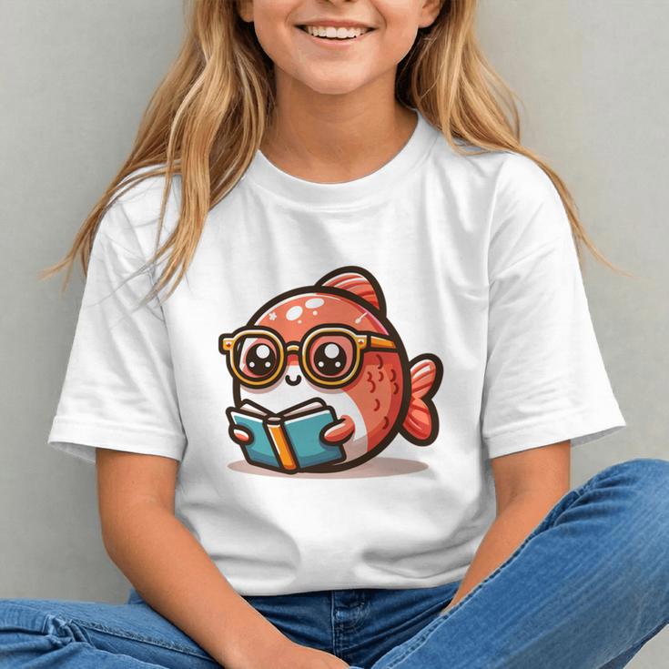 Adorable Book Lover Salmon With Reading Glasses Cute Graphic Youth