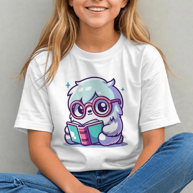 Adorable Book Lover Yeti With Reading Glasses Cute Graphic Youth