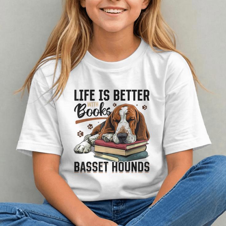 Basset Hound Dog Breed Life Is Better With Books And a For Men Women Girls Kids Graphic Youth