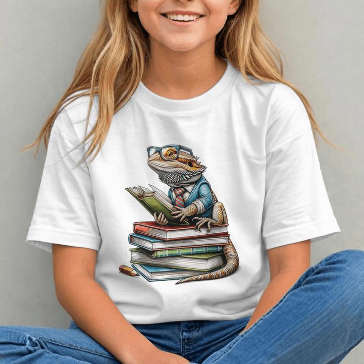 Bearded Dragon Reading Books Matching Bookworm Librarian Graphic Youth