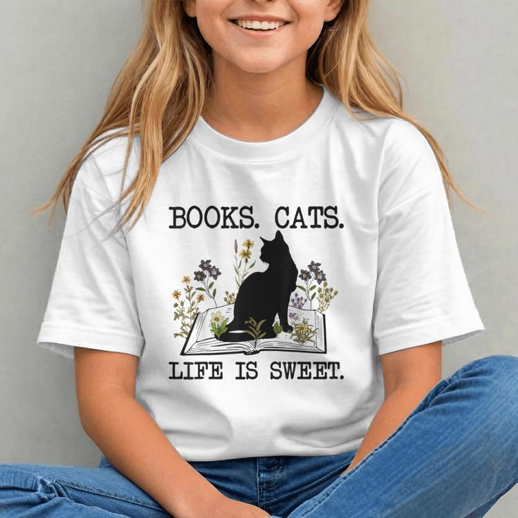 Books Cats Life Is Sweet Cat Book Lover Men Women Teen Graphic Youth