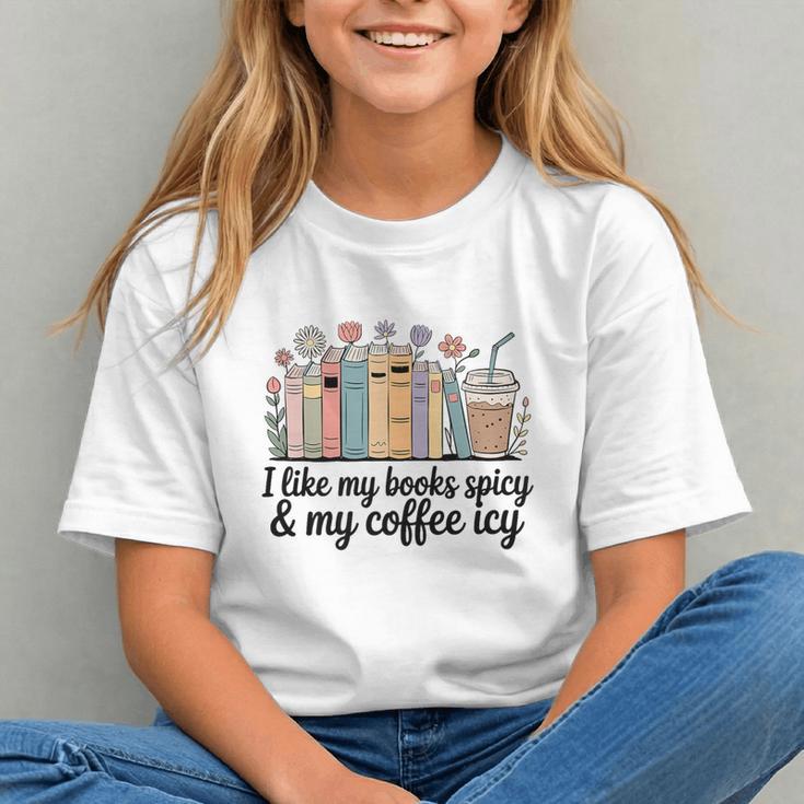 I Like My Books Spicy & My Coffee Icy Lover Bookworm Premium Graphic Youth
