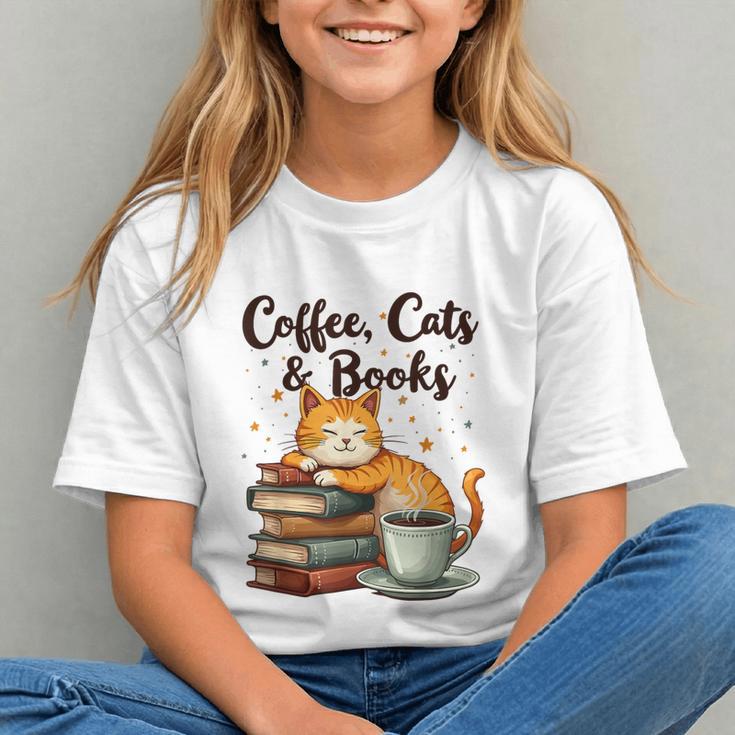 Coffee Cats And Books Lover For Women & Girls Coffee Graphic Youth
