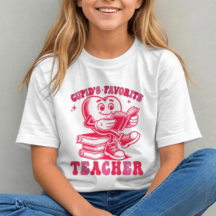 Cupid's Favorite Teacher Valentines Day Heart Book Lover Graphic Youth