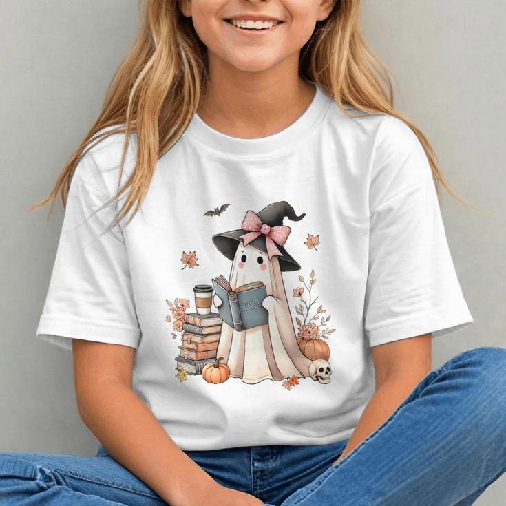 Cute Ghost Reading Book Librarian Book Lover Graphic Youth