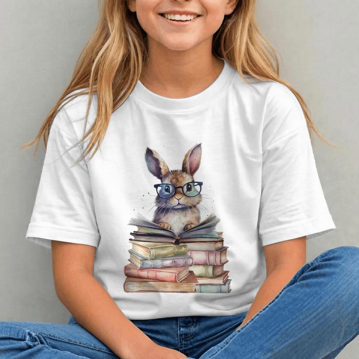 Cute Reading Bunny With Glasses Books Bookworm Reader Book Premium Tri-Blend Graphic Youth