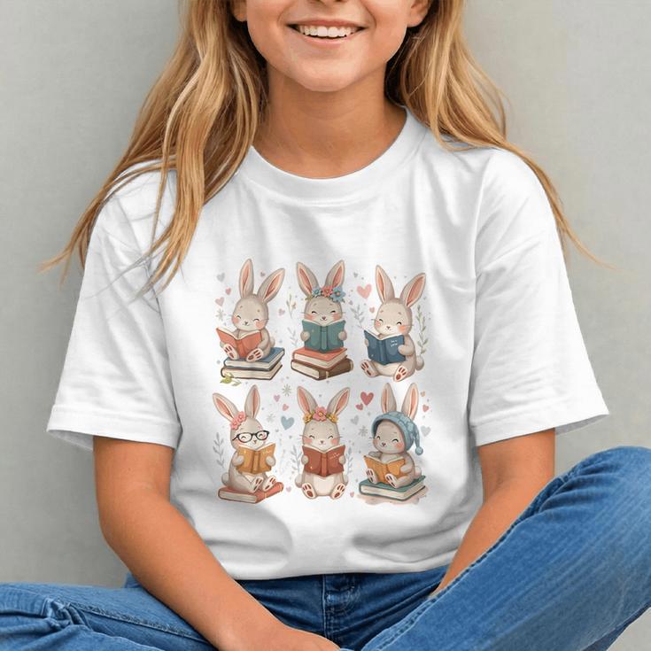 Cute Teacher Bunny Rabbit Reading Easter Bunnies Book Lovers Graphic Youth