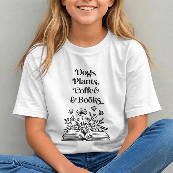 Dogs Plants Coffee Books Book Lover Dog Lover Reading Graphic Youth