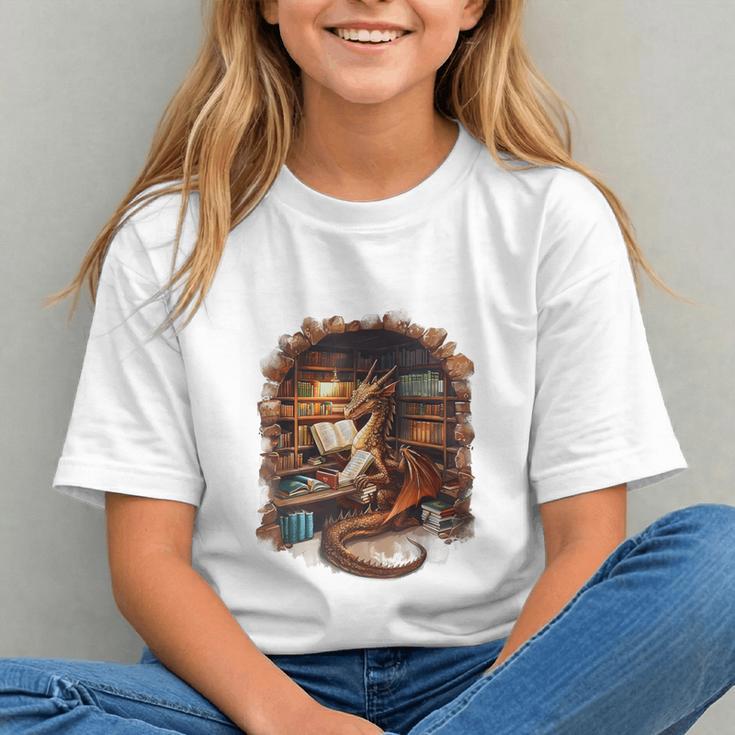 Fantasy Dragon Reading Book Lover Graphic Youth