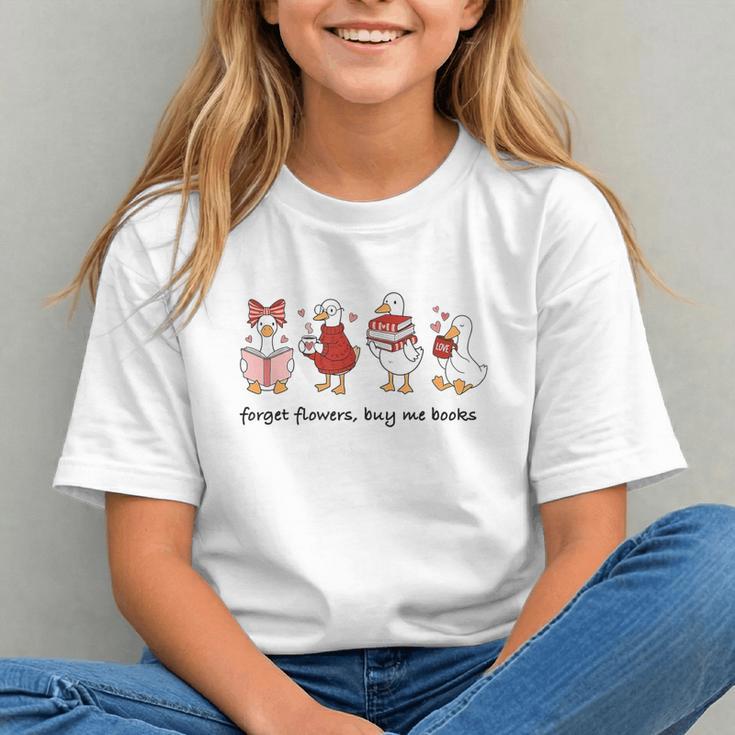 Forget Flowers Buy Me Books Silly-Goose Book Reading Lover Graphic Youth