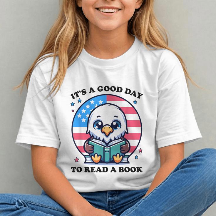A Good Day To Read a Book Reading Eagle With American Flag Graphic Youth