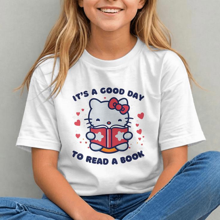 It's a Good Day To Read a Book Cute Cat Book Day Girls Boys Graphic Youth