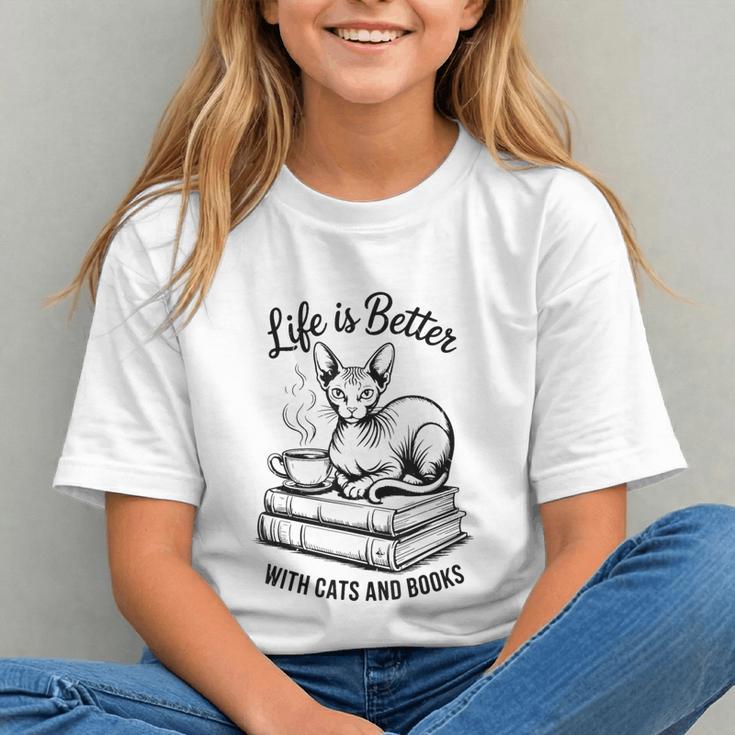 Life Is Better With Cats & Books Sphynx Cat Mom Women Graphic Youth Life Is Better With Cats & Books Sphynx Cat Mom Women Graphic Youth