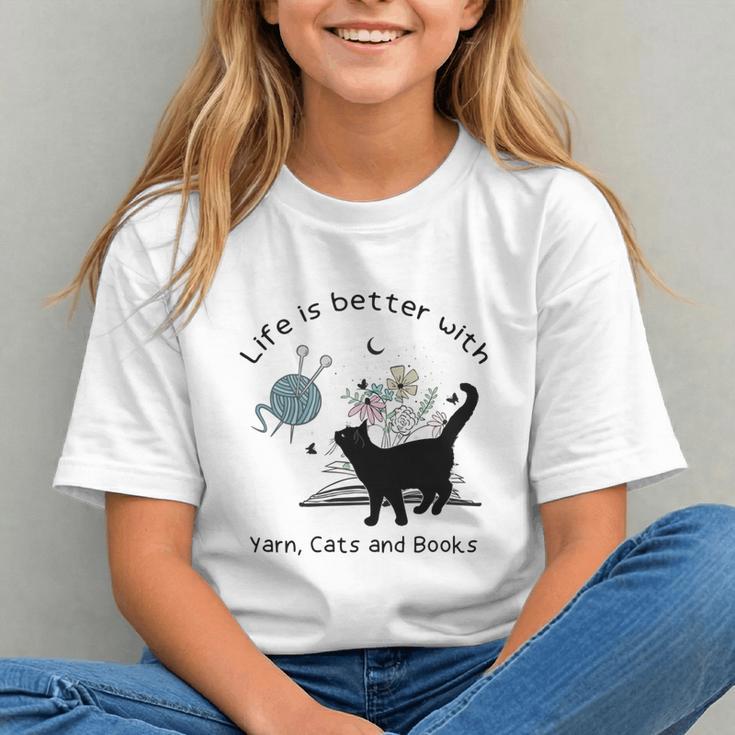 Life Is Better With Yarn Cats And Books Graphic Youth