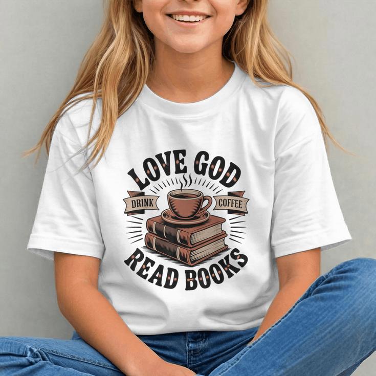 Love God Drink Coffee Read Books – Vintage Spiritual Reading Graphic Youth