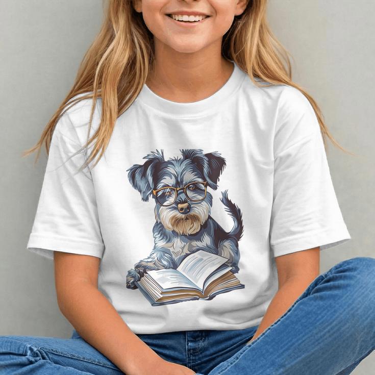 Nerdy Schnauzer Dog Book Lover Glasses Cute Pet For Men Women Kids Graphic Youth