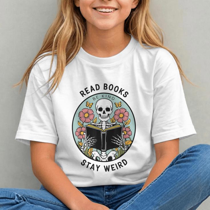 Reader Skeleton Read Books Be Kind Stay Weird Graphic Youth