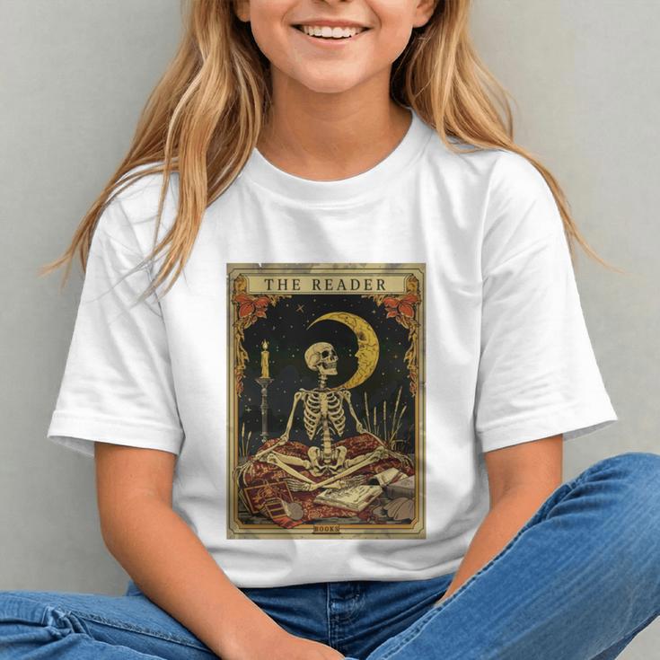 The Reader Tarot Card Book Lover Skeleton Art Goth Style Graphic Youth