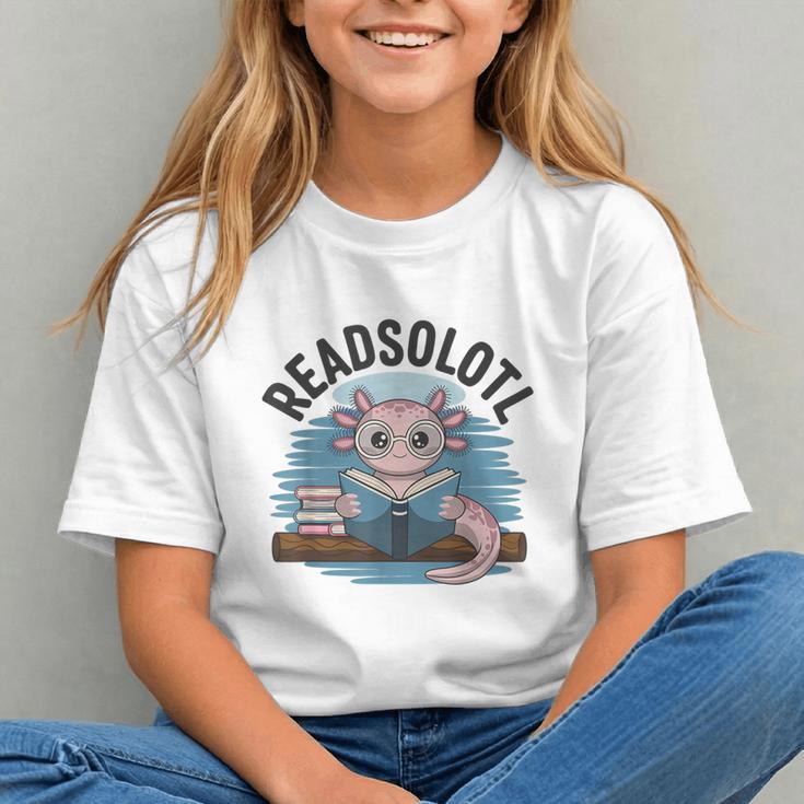 Readsolotl Book Lover Reading Axolotl Kids Reader Graphic Youth
