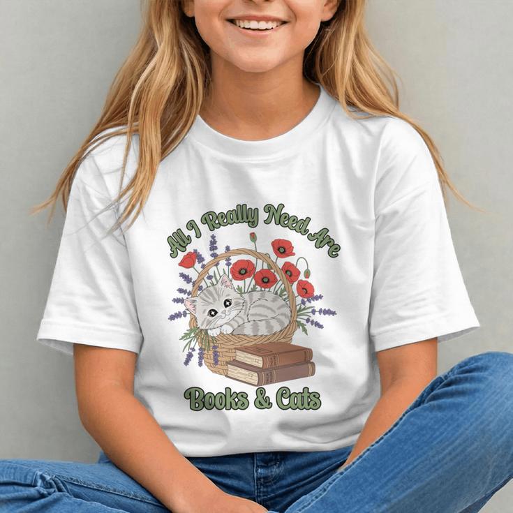 All I Really Need Are Books And Cats Book Lover Tee Graphic Youth