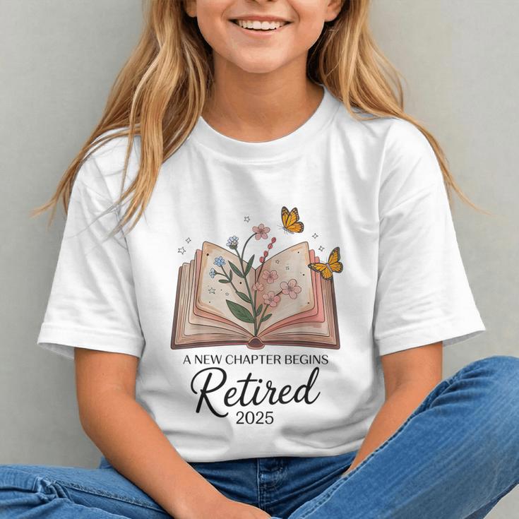 Retired 2025 A New Chapter Begins Retirement Teacher Book Graphic Youth