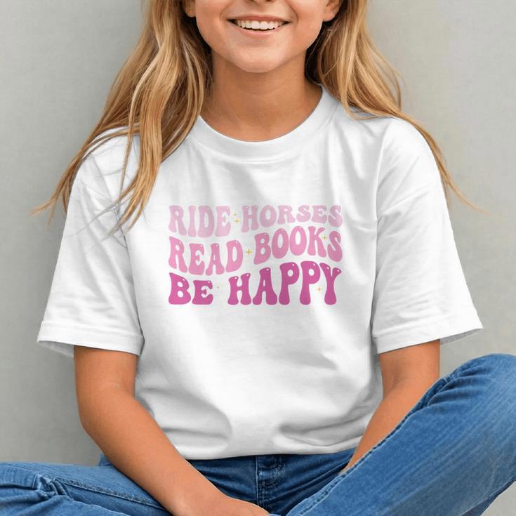 Ride Horses Read Books Be Happy Groovy Book Horse Premium Graphic Youth