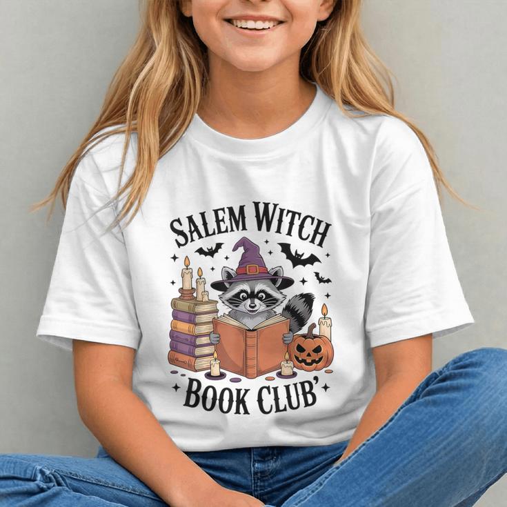 Salem WItch Book Club Halloween Raccoon Witch Reading Book Graphic Youth Salem WItch Book Club Halloween Raccoon Witch Reading Book Graphic Youth