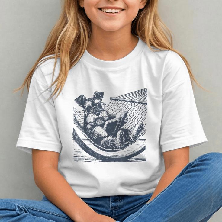 Schnauzer Hammock Reading Book Schnauzer Glasses Graphic Youth Schnauzer Hammock Reading Book Schnauzer Glasses Graphic Youth