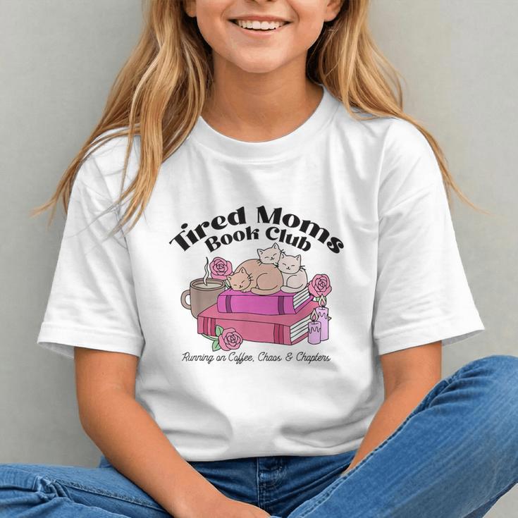 Tired Moms Book Club Running On Coffee Chaos And Chapter Cat Graphic Youth