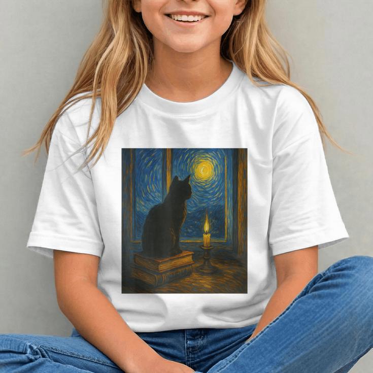 Van Gogh Starry Night Art Cat And Book Lovers Graphic Youth Van Gogh Starry Night Art Cat And Book Lovers Graphic Youth