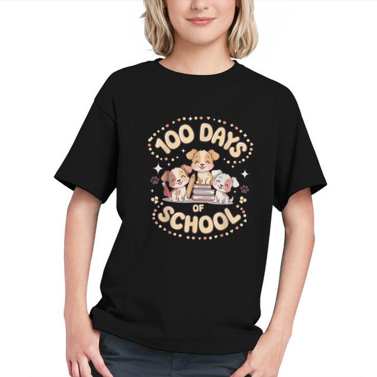 100 Days Of School Cute Puppies And Books Graphic Youth