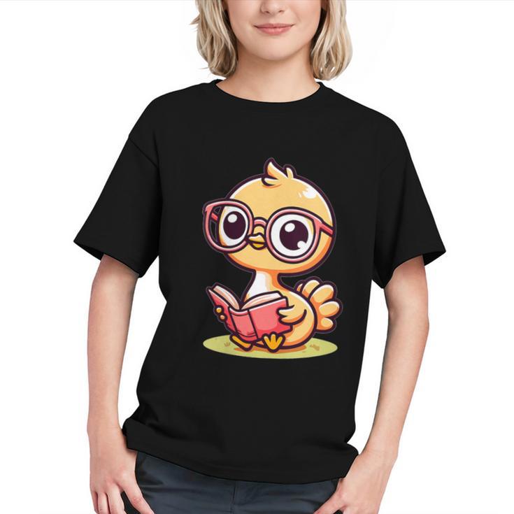 Adorable Book Lover Ostrich With Reading Glasses Cute Graphic Youth