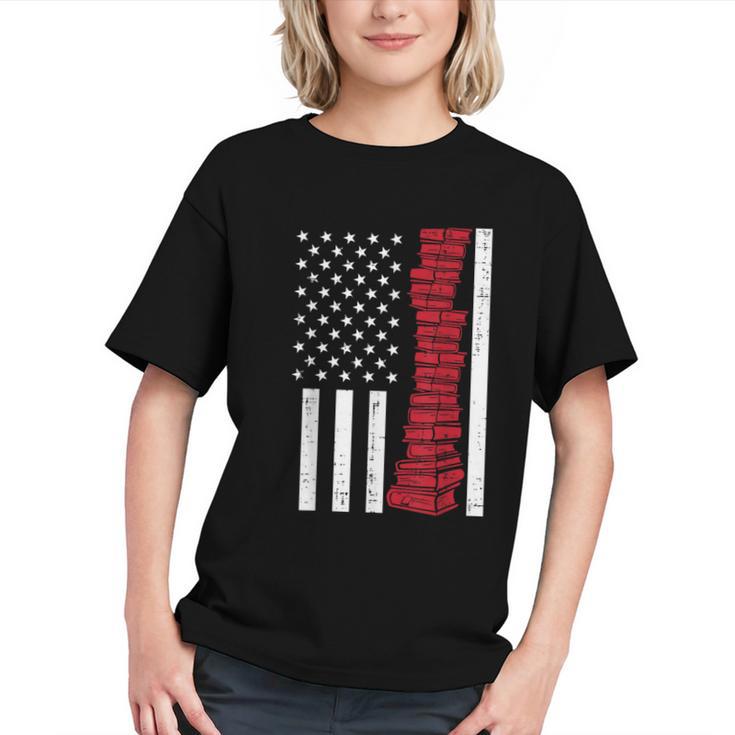 America Flag Read Book Reading Librarian Men Women Kids Graphic Youth